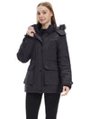 Wantdo Women's Waterproof Jacket Insulated Winter Coat Winter Puffer Coat with Removable Faux Fur Hood