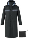 Ubon Mens Long Rain Coat Waterproof with Hood, Lightweight Rain Jacket Spring Windbreaker for Travel and Hiking