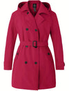 Women's Plus Size Double-Breasted  Coat with Belt33995