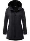 Women's Softshell Jackets Waterproof Fleece Lined Windbreaker Jacket Hooded Windproof Jacket Warm Long Coat