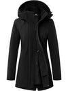 Wantdo Women's Long Softshell Jackets with Hood Fleece Lined Jacket Windbreaker