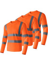 Ubon Hi Vis Shirts for Men, Safety Shirts Long Sleeve High Visibility Reflective Construction Shirts for Work 3-Pack