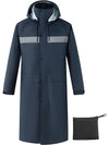 Ubon Mens Long Rain Coat Waterproof with Hood, Lightweight Rain Jacket Spring Windbreaker for Travel and Hiking
