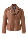 Women's Plus Size Faux Leather Jacket Lapel Collar Moto Biker Short Coat Jacket