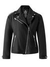 Women's Plus Size Faux Leather Jacket Lapel Collar Moto Biker Short Coat Jacket