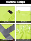Ubon Safety Shirts for Men, Reflective High Visibility Construction Shirts Short Sleeve Work Shirts 3-Pack