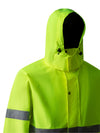 Ubon Men's Reflective Rain Jacket, Waterproof Hi Vis Rain Coat Safety High Visibility Raincoat with Detachable Hood
