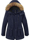 Women's Plus Size Puffer Jacket Warm Winter Parka Coat with Removable Fur Hood Regenerated Polyester