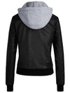 Wantdo Women's Hooded Faux Leather Jacket Moto Biker Jacket 
