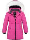 Wantdo Girl's Warm Winter Coat Quilted Puffer Jacket Hooded Parka Water Resistant Rose Red 6/7 