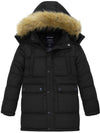 Wantdo Boy's Mid-Long Warm Winter Coat Quilted Fleece Lined Puffer Jacket Black 6/7 