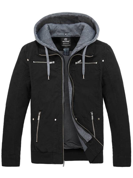 Men's Lightweight Cotton Jacket Military Jacket Casual Windbreaker wit