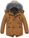 Boy's Windproof Winter Puffer Jacket Water Resistant Hooded Parka Coat
