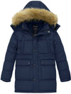 Wantdo Boy's Mid-Long Warm Winter Coat Quilted Fleece Lined Puffer Jacket Navy 6/7 