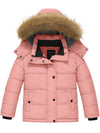 Wantdo Girl's Padded Puffer Jacket Warm Winter Coat Water Resistant Hooded Parka Pink 6/7 