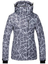 Wantdo Women's Waterproof Ski Jacket Windproof Colorful Print Sealed Seams Rain Coat Atna Printed Gray Geometric Print S 