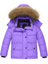 Wantdo Girl's Padded Puffer Jacket Warm Winter Coat Water Resistant Hooded Parka Purple 6/7 