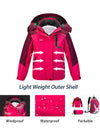 Wantdo Girls 3 in 1 Waterproof Ski Jacket Warm Fleece Hooded Coat 
