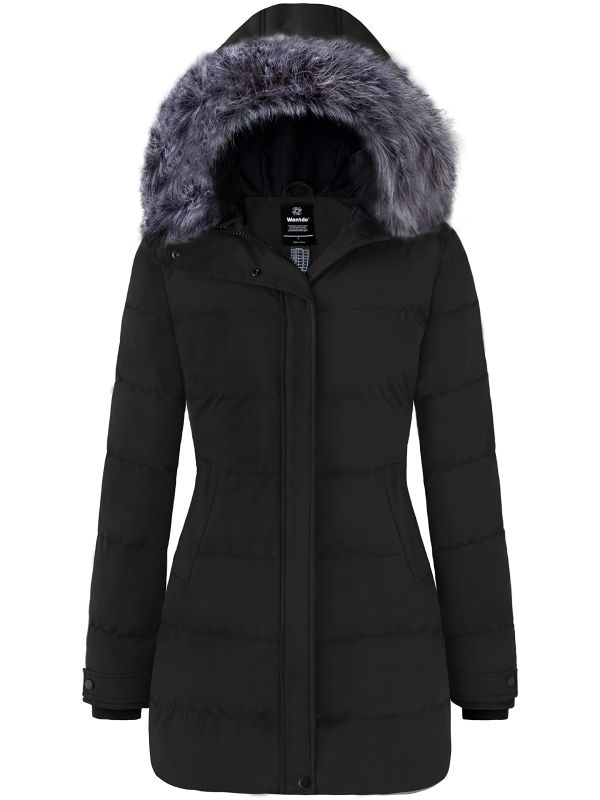 Three Quarter Length Long Womens Puffer Coat 3/4 Length Winter