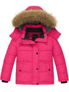 Wantdo Girl's Padded Puffer Jacket Warm Winter Coat Water Resistant Hooded Parka Rose Red 6/7 