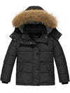 Wantdo Girl's Padded Puffer Jacket Warm Winter Coat Water Resistant Hooded Parka Black 6/7 