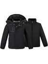 Wantdo Boys Winter Warm Jacket 3 in 1 Ski Waterproof Hooded Snow Coat Black 6/7 