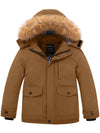 Wantdo Boy's Waterproof Winter Coat Thicken Parka Jacket Ski Jacket with Fur Hood Brown 6/7 