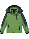 Wantdo Boys Fleece Ski Jacket Waterproof Raincoats Hooded Winter Outwear Grass Green 6/7 