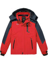 Wantdo Boys Fleece Ski Jacket Waterproof Raincoats Hooded Winter Outwear Red 6/7 