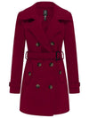 Wantdo Women's Pea Coat Double Breasted Winter Trench Jacket Wine Red S 