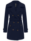 Wantdo Women's Pea Coat Double Breasted Winter Trench Jacket Navy S 