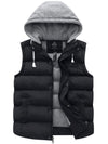 Wantdo Men's Winter Quilted Vest Removable Hooded Sleeveless Gilet Black S 