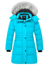 ZSHOW Girls' Long Winter Parka Coat Fleece Puffer Jacket with Detachable Hood