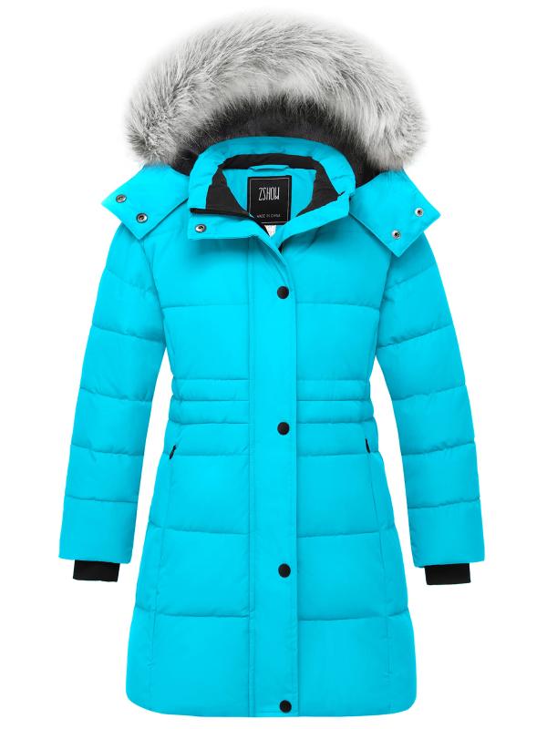 ZSHOW Girls' Long Winter Parka Coat Fleece Puffer Jacket with Detachab