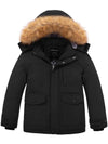 Wantdo Boy's Waterproof Winter Coat Thicken Parka Jacket Ski Jacket with Fur Hood Black 6/7 