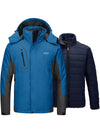 Wantdo Men's 3-in-1 Ski Jacket Hooded Waterproof Warm Winter Coat Alpine III Rust Blue S 