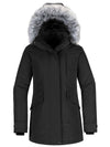 Wantdo Women's Down Jacket Water Resistant Warm Winter Parka Long Puffer Coat with Faux Fur Hood Arctic II Black S 