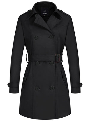 Canrulo Women's Long Waterproof Double-Breasted Trench Coat, Classic