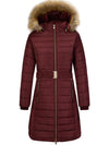 Wantdo Women's Winter Puffer Jacket Mid Length Warm with Faux Fur Hood Acadia 28 Burgundy S 