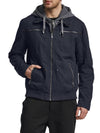 Wantdo Men's Lightweight Cotton Jacket Military Jacket Casual Windbreaker with Removable Hood Navy S 