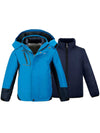 Boys Winter Warm Jacket 3 in 1 Ski Waterproof Hooded Snow Coat