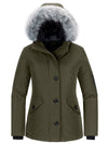 Wantdo Women's Down Jacket Waterproof Snow Coat Warm Puffer Parka Jacket with Faux Fur Hood Arctic I Army Green S 