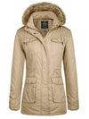 Wantdo Women's Hooded Winter Coat Warm Sherpa Lined Parka Jacket City II Light Khaki S 