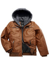 Wantdo Boys Faux Leather Jacket with Removable Hood Brown light 8 