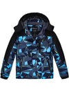Wantdo Boys Fleece Ski Jacket Waterproof Raincoats Hooded Winter Outwear Blue Flora 6/7 