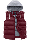 Wantdo Women's Quilted Puffer Vest Padding With Removable Hooded Wine Red S 