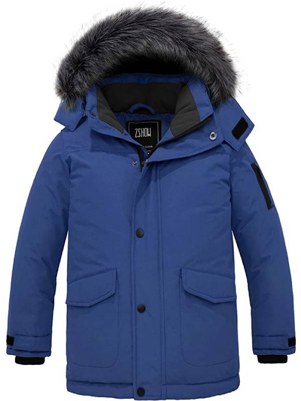 ZSHOW Boy's Hooded Winter Padded Coat Thick Fleece Lined Quilted Parka