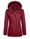 Wantdo Women's Hooded Winter Coat Warm Sherpa Lined Parka Jacket City II Wine Red S 