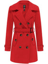 Wantdo Women's Pea Coat Double Breasted Winter Trench Jacket Red S 