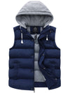 Wantdo Men's Winter Quilted Vest Removable Hooded Sleeveless Gilet Dark Blue S 